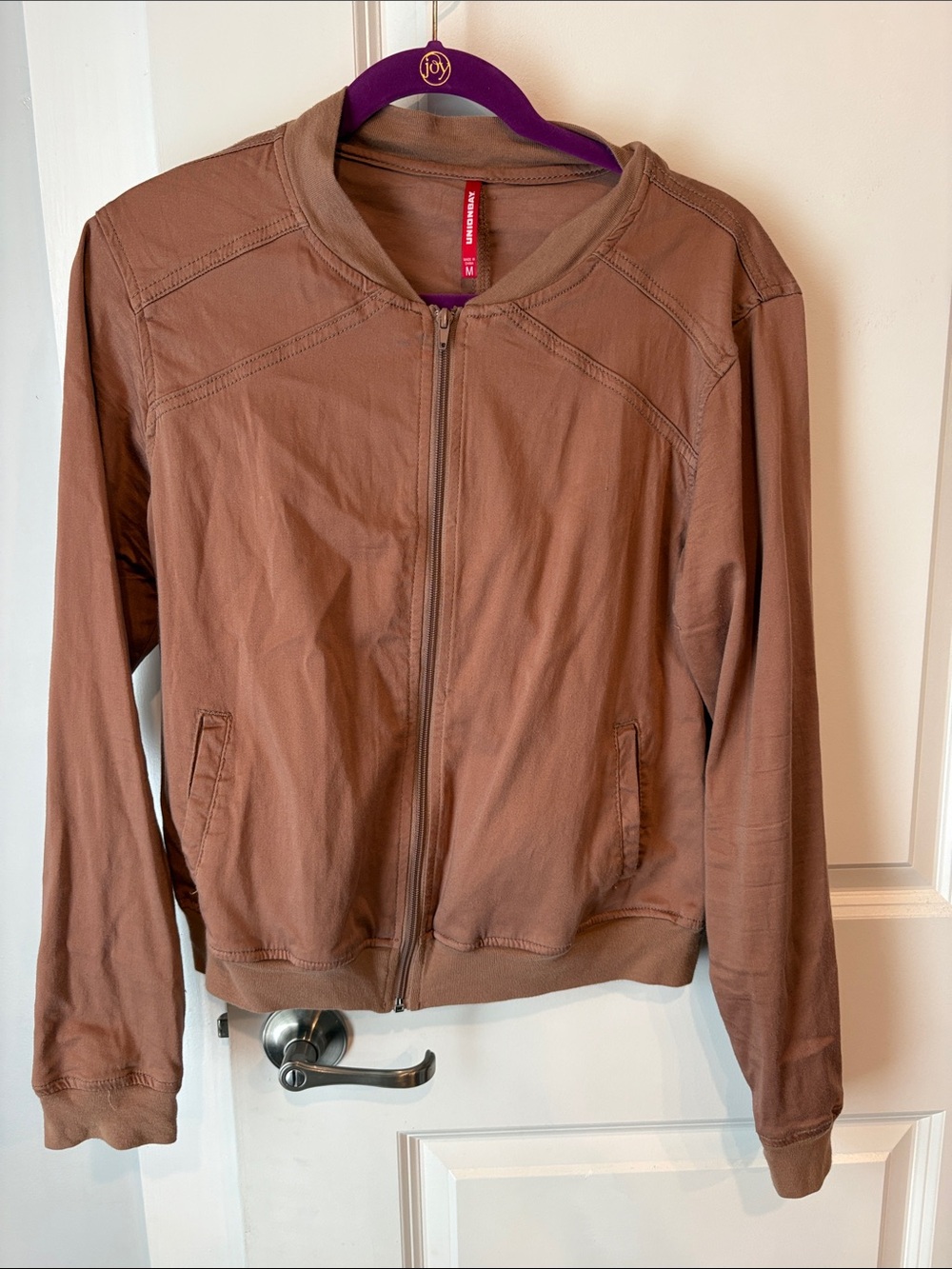UNIONBAY Women's Brown Zip Bomber Jacket